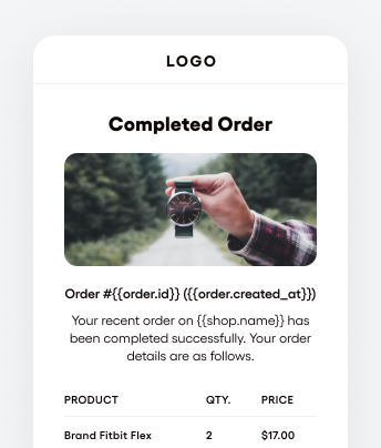 Completed Order Email