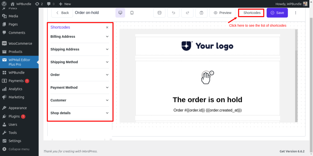 Customizing WooCommerce emails using shortcodes